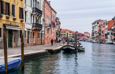 Typical Venice street on a cloudy day