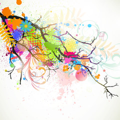 Vector Illustration of an Abstract Colorful Branch