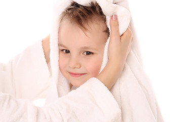 Fototapeta na wymiar boy with towel after bath