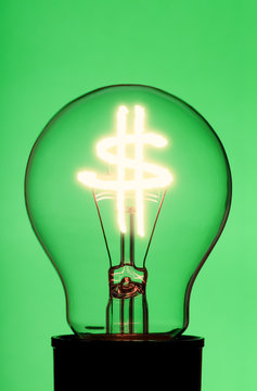 light bulb with glowing dollar symbol