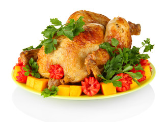 baked whole chicken with vegetables
