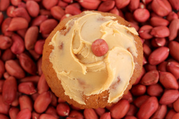 Delicious cake spread with peanut butter
