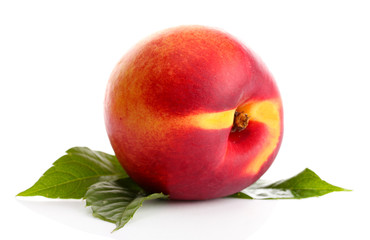 ripe nectarine, isolated on white