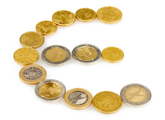 euro coins isolated on white