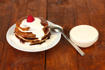 delicious sweet pancakes isolated on white