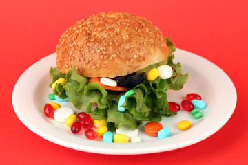 Conceptual image for nutritional care:assorted vitamins and