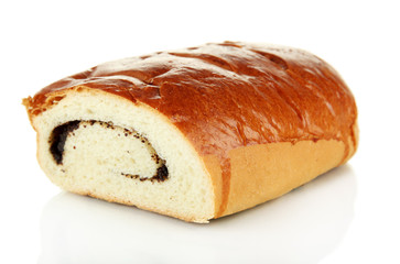 Loaf with poppy seeds, isolated on white