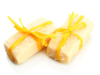 Natural handmade soap, isolated on white