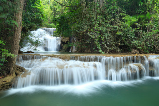 Deep forest Waterfall in Kanchanaburi, Thailand © bomboman
