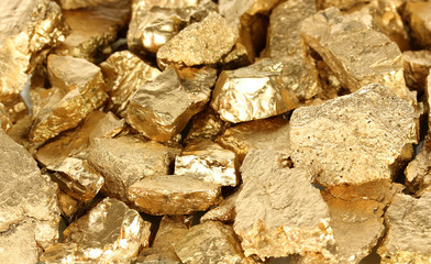 Golden nuggets close-up