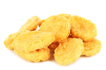 Fried chicken nuggets isolated on white