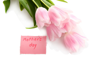 Beautiful bouquet of pink tulips for Mother's Day, isolated