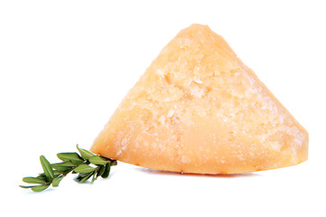 Piece of Parmesan cheese isolated on white