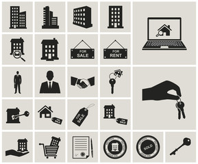 houses and real estate vector icons set