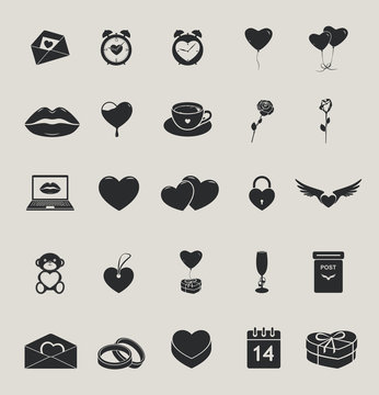 love and saint valentine's day vector icons set