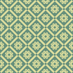 Fototapeta premium Seamless flowers and rhombuses pattern