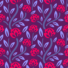 Fototapeta na wymiar Seamless floral pattern with red flowers