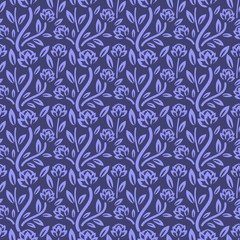 Seamless floral decorative blue pattern
