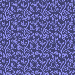 Seamless floral decorative blue pattern