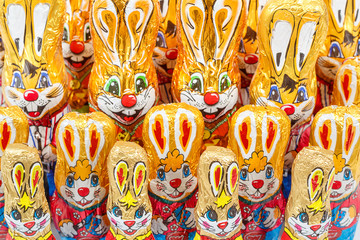group of easter chocolate rabbits - bunny