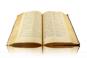 Obraz premium old dictionary book isolated on white background