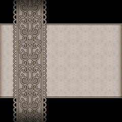 Vintage background with seamless lace ribbon