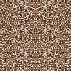 Abstract seamless pattern, gold lattice ornament