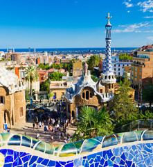 Naklejka premium Park Guell w Barcelonie, Hiszpania.