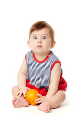 cute baby with orange