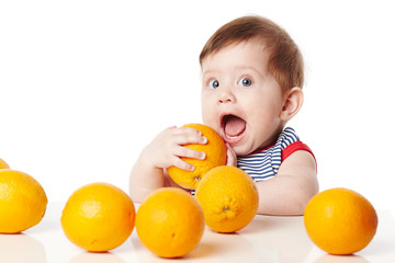 cute baby with orange