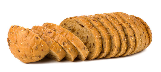 Rye bread on white background