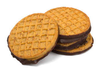 Chocolate chip cookies isolated on white background