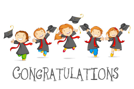 vector illustration of happy graduates with mortarboard