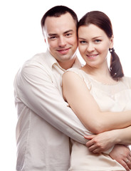 Portrait of happy couple isolated on white background