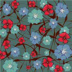 Abstract flowers pattern, Vector Illustration