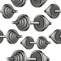 Dumbbells Seamless Pattern. Vector illustration