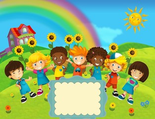 Plakat The group of happy preschool kids