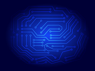 Abstract Illustration of Blue Printed Circuit Board Background