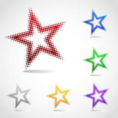 Fototapeta na wymiar A rotated star icon made of halftone dots