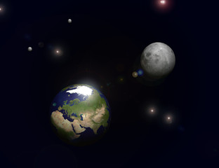 Obraz na płótnie Canvas System 3D księżyc planety ziemia