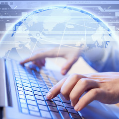 Click! Hands of a man on keyboard