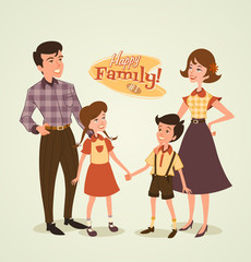 Retro family illustration