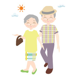 春夏向け　老夫婦　おでかけ　外出　おしゃれ