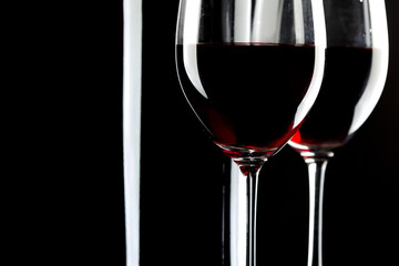 Red Wine Glass silhouette Black Background