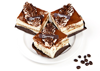 Tiramisu with coffee beans