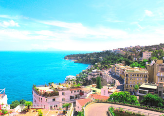 Fototapeta na wymiar Panorama Neapolu i Morza Śródziemnego