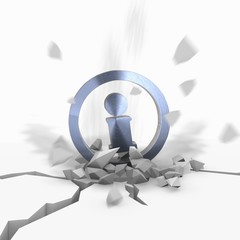 3d render of an explosive triangle icon fallen from sky