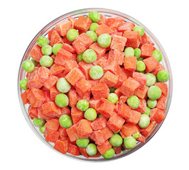 Frozen carrots and green peas