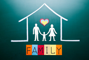 Family word and people in house