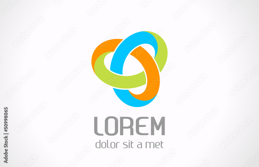 Aufkleber Logo abstract infinite. Loop triangle shape. Vector.